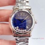 YF Swiss Replica Chopard HAPPY SPORT Ladies Watch Stainless Steel Blue Dial